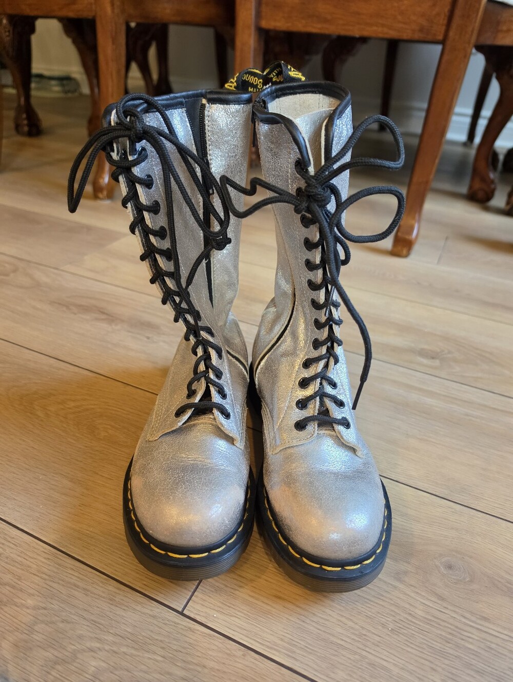 Dr. Martens 1B99 14-Eye Metallic Leather Boots Size US7